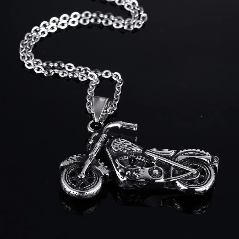❤️Simple Fashion bike antique silver charms pendant necklace for menN90201P226